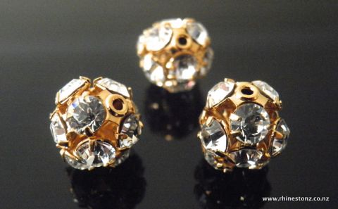 Swarovski Diamante Bead Crystal/Gold 10mm